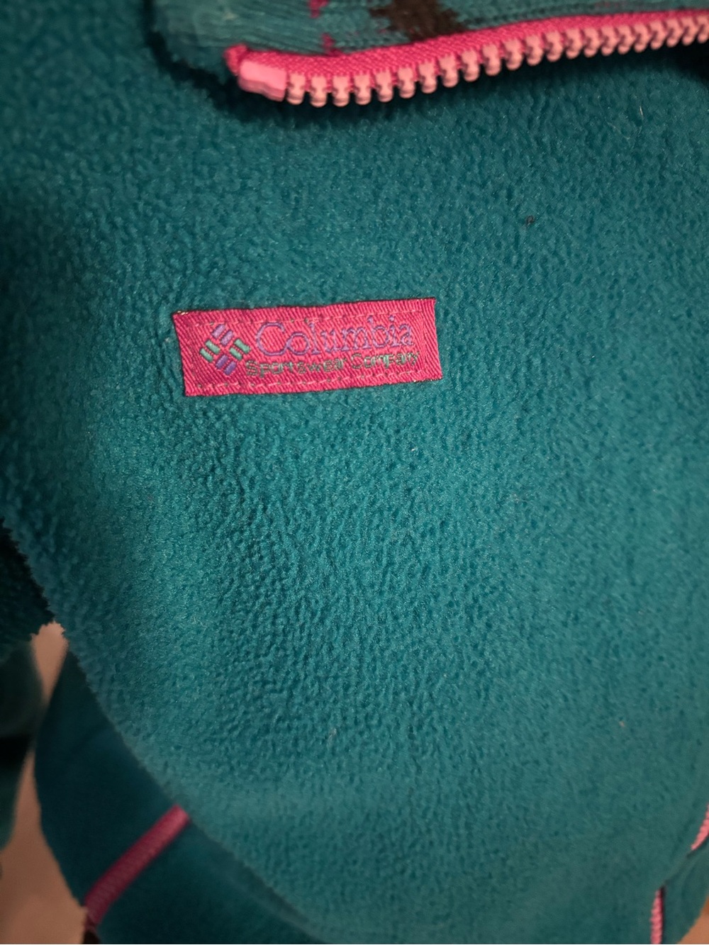 VTG 90s Columbia Fleece Womens M Teal Aztec Colorblock Retro Ski Gorpcore Tribal - Picture 7 of 8